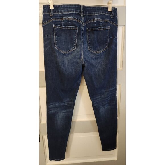 Wax Jean Butt, I Love You! Distressed Dark Blue Jeans Button Zip Size 13 (30x28) - Picture 3 of 7